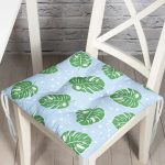 - Pofi-4952-Gorsel - Realhomes  Realhomes Mavi Zeminde Yapraklar Dijital Baskılı Modern Pofuduk Minderi Realhomes