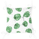 Realhomes Beyaz Zeminde Yapraklar Dijital Baskılı Modern Pofuduk Minderi Realhomes