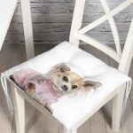 - Pofi-5605-Gorsel - Realhomes Sevimli Köpek Desenli Dijital Baskılı Modern Pofuduk Sandalye Minderi Realhomes