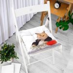 - Pofi-5606-Gorsel-1 - Realhomes Sevimli Kedi Desenli Dijital Baskılı Modern Pofuduk Sandalye Minderi Realhomes