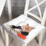 - Pofi-5606-Gorsel - Realhomes Sevimli Kedi Desenli Dijital Baskılı Modern Pofuduk Sandalye Minderi Realhomes