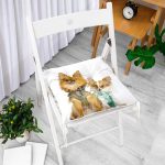 - Pofi-5614-Gorsel-1 - Realhomes  Sevimli Köpekler Dijital Baskılı Modern Pofuduk Sandalye Minderi Realhomes