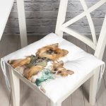 - Pofi-5614-Gorsel - Realhomes  Sevimli Köpekler Dijital Baskılı Modern Pofuduk Sandalye Minderi Realhomes