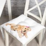 Sevimli Köpek Desenli Dijital Baskılı Modern Pofuduk Sandalye Minderi Realhomes