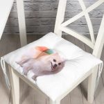 Sevimli Köpek Desenli Dijital Baskılı Modern Pofuduk Sandalye Minderi Realhomes