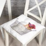 - Pofi-5623-Gorsel - Realhomes Sepette Şapkalı Kedi Desenli Dijital Baskılı Modern Pofuduk Sandalye Minderi Realhomes