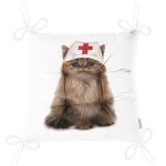 - Pofi-5624-Gorsel-2 - Realhomes Hemşire Şapkalı Sevimli Kedi Dijital Baskılı Modern Pofuduk Sandalye Minderi Realhomes