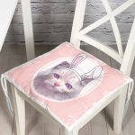 - Pofi-5628-Gorsel - Realhomes  Sevimli Kedi Desenli Dijital Baskılı Modern Pofuduk Sandalye Minderi Realhomes