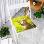 - Pofi-5632-Gorsel-1 - Realhomes  Sevimli Kedi Desenli Dijital Baskılı Modern Pofuduk Sandalye Minderi Realhomes