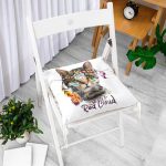 Kızıl Derili Kedi Motifli Modern Pofuduk Sandalye Minderi Realhomes