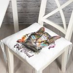 Kızıl Derili Kedi Motifli Modern Pofuduk Sandalye Minderi Realhomes