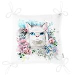 Çiçek Çerçeveli Kedi Motifli Modern Pofuduk Sandalye Minderi Realhomes