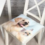 - Pofi-5654-Gorsel - Realhomes Köpek ve Kedili Dijital Baskılı Modern Pofuduk Sandalye Minderi Realhomes