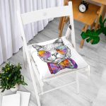 - Pofi-5659-Gorsel-1 - Realhomes Renkli Gözlüklü Siyah Beyaz Kedi Dijital Baskılı Modern Pofuduk Sandalye Minderi Realhomes