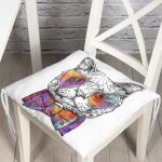 - Pofi-5659-Gorsel - Realhomes Renkli Gözlüklü Siyah Beyaz Kedi Dijital Baskılı Modern Pofuduk Sandalye Minderi Realhomes