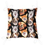 - Pofi-5660-Gorsel-2 - Realhomes Siyah Zemindeki Sevimli Köpekler Modern Pofuduk Sandalye Minderi Realhomes