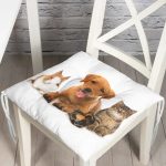 - Pofi-5665-Gorsel - Realhomes Tavşan-Kedi-Köpek Desenli Dijital Baskılı Modern Pofuduk Sandalye Minderi Realhomes