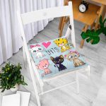 - Pofi-5667-Gorsel-1 - Realhomes Cats Motifli Dijital Baskılı Modern Pofuduk Sandalye Minderi Realhomes