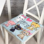 - Pofi-5667-Gorsel - Realhomes Cats Motifli Dijital Baskılı Modern Pofuduk Sandalye Minderi Realhomes