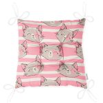 - Pofi-5668-Gorsel-2 - Realhomes Pembe Çizgi Üzerinde Kedicikler Modern Pofuduk Sandalye Minderi Realhomes