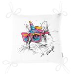 - Pofi-5688-Gorsel-2 - Realhomes  Renkli Gözlüklü Siyah Beyaz Kedi Dijital Baskılı Modern Pofuduk Sandalye Minderi Realhomes