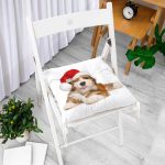 - Pofi-5694-Gorsel-1 - Realhomes Yılbaşı Şapkalı Köpek Desenli Dijital Baskılı Modern Pofuduk Sandalye Minderi Realhomes