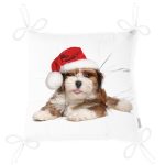 - Pofi-5694-Gorsel-2 - Realhomes Yılbaşı Şapkalı Köpek Desenli Dijital Baskılı Modern Pofuduk Sandalye Minderi Realhomes