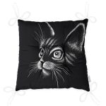 - Pofi-5709-Gorsel-2 - Realhomes  Siyah Beyaz Sevimli Kedi Dijital Baskılı Modern Pofuduk Sandalye Minderi Realhomes