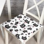 - Pofi-5720-Gorsel - Realhomes Siyah Kediler Desenli Modern Pofuduk Sandalye Minderi Realhomes