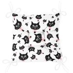 - Pofi-5720-Gorsel-2 - Realhomes Siyah Kediler Desenli Modern Pofuduk Sandalye Minderi Realhomes