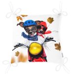 Motor Süren Çılgın Köpekler Dijital Baskılı Modern Pofuduk Sandalye Minderi Realhomes