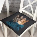 - Pofi-5731-Gorsel - Realhomes  Sevimli Kedi Desenli Dijital Baskılı Modern Pofuduk Sandalye Minderi Realhomes