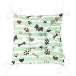 - Pofi-5734-Gorsel-2 - Realhomes  Yeşil Çizgili Zeminde Pati İzli Dijital Baskılı Modern Pofuduk Sandalye Minderi Realhomes