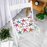 - Pofi-6477-Gorsel-1 - Realhomes Rengarenk Deniz Yıldızları Desenli Dijital Baskılı Modern Pofuduk Sandalye Minderi Realhomes