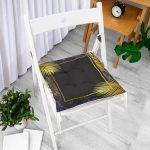 - Pofi-6480-Gorsel-1 - Realhomes Siyah Zeminde Dairesel Geometrik Motifli Dijital Baskılı Modern Pofuduk Sandalye Minderi Realhomes