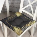 - Pofi-6480-Gorsel - Realhomes Siyah Zeminde Dairesel Geometrik Motifli Dijital Baskılı Modern Pofuduk Sandalye Minderi Realhomes