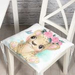 - Pofi-6612-Gorsel - Realhomes Sevimli Bebek Aslan Çocuk Odası Dijital Baskılı Modern Pofuduk Sandalye Minderi Realhomes