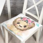 - Pofi-6613-Gorsel - Realhomes Sevimli Yavru Aslan Çocuk Odası Dijital Baskılı Modern Pofuduk Sandalye Minderi Realhomes
