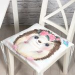 Sevimli Bebek Kirpi Çocuk Odası Dijital Baskılı Modern Pofuduk Sandalye Minderi Realhomes