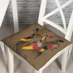 - Pofi-6722-Gorsel - Realhomes Siyah Puanlı Zeminde Yaprak Tasarımı Dijital Baskılı Modern Pofuduk Sandalye Minderi Realhomes