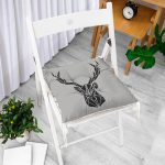 - Pofi-6756-Gorsel-1 - Realhomes Gri Zeminde Geometrik Geyik Çizimli Modern Pofuduk Sandalye Minderi Realhomes