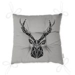 - Pofi-6756-Gorsel-2 - Realhomes Gri Zeminde Geometrik Geyik Çizimli Modern Pofuduk Sandalye Minderi Realhomes