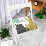 - Pofi-7003-Gorsel-1 - Realhomes Kafes Ve Kuş Motifli Gold Modern Motifler Dijital Baskılı Modern Pofuduk Sandalye Minderi Realhomes