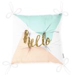 Gold Hello Yazılı Modern Motifler Dijital Baskılı Modern Pofuduk Sandalye Minderi Realhomes