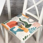 - Pofi-7021-Gorsel - Realhomes Ekru Zeminde Sanatsal Motifler Dijital Baskılı Modern Pofuduk Sandalye Minderi Realhomes