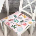 - Pofi-7022-Gorsel - Realhomes  Renkli Amazon Yapraklı Motifler Dijital Baskılı Modern Pofuduk Sandalye Minderi Realhomes