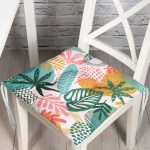 Soyut Renkli Yaprak Motifli Dijital Baskılı Modern Pofuduk Sandalye Minderi Realhomes