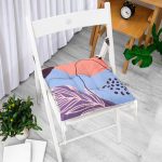 - Pofi-7026-Gorsel-1 - Realhomes  Soyut Rengarenk Zeminde Bohem Çiçek Motifli Dijital Baskılı Modern Pofuduk Sandalye Minderi Realhomes