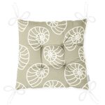 Vizon Zeminde Deniz Salyangozu Motifli Dijital Baskılı Modern Pofuduk Sandalye Minderi Realhomes