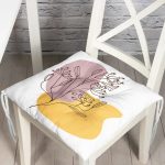 - Pofi-7067-Gorsel - Realhomes Sarı Pudra Renkli İnce Dal Motifli Dijital Baskılı Modern Pofuduk Sandalye Minderi Realhomes